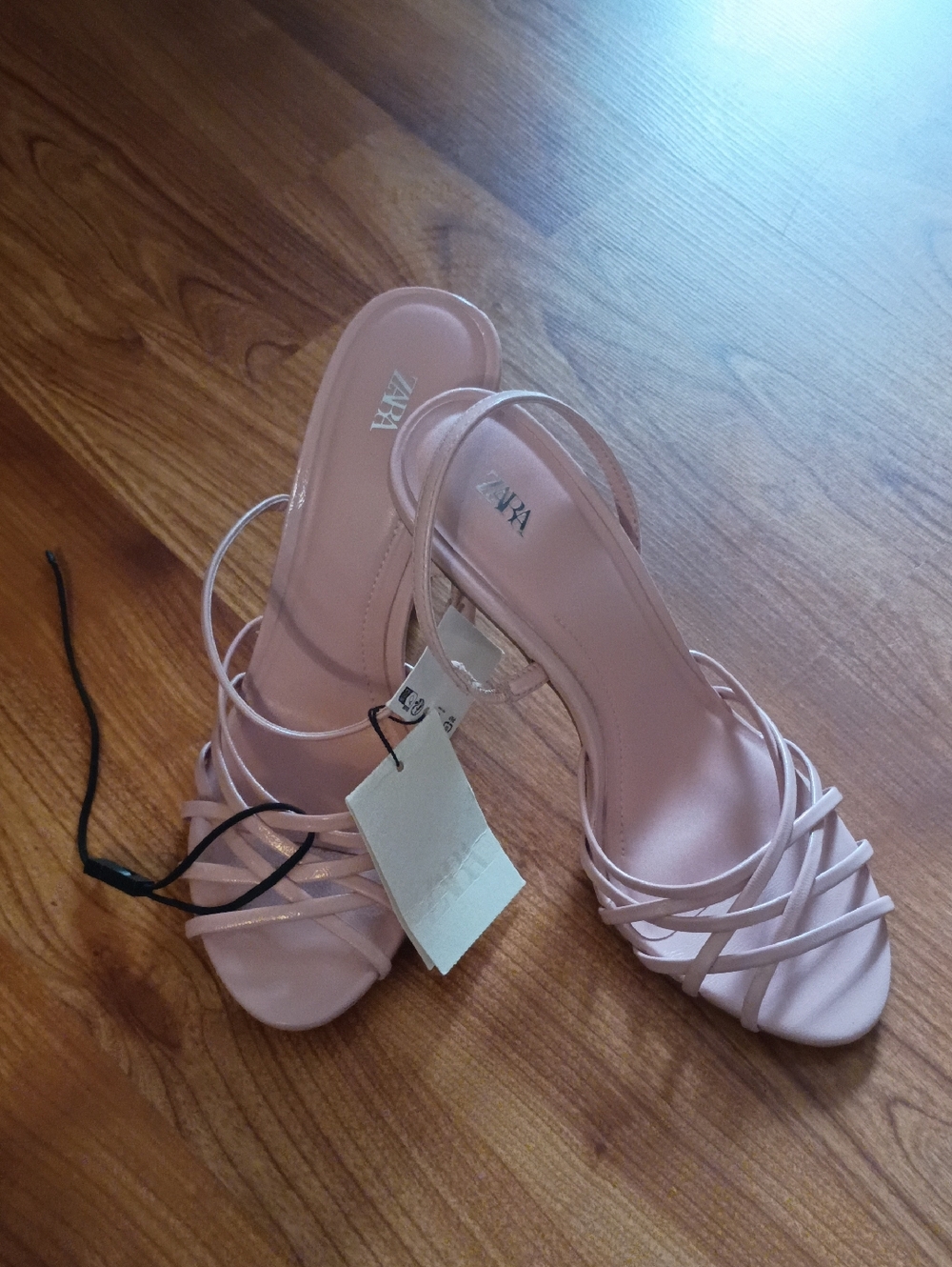 Zara Blush Pink Strappy Slingback Heeled Sandals